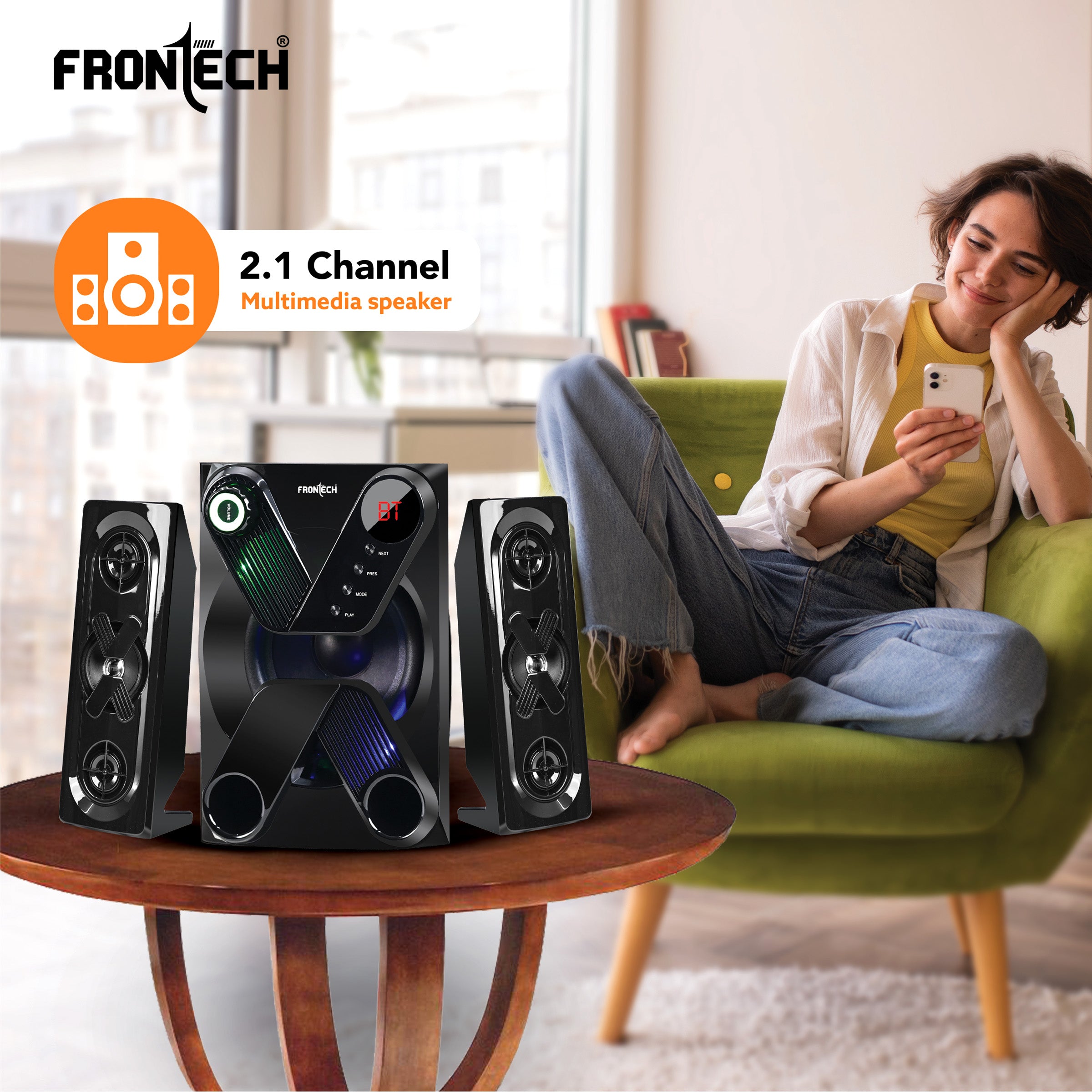 Frontech 2.1 Channel Bluetooth Speaker System (SW-0143) Frontech 2.1 Channel Bluetooth Speaker System (SW-0143)